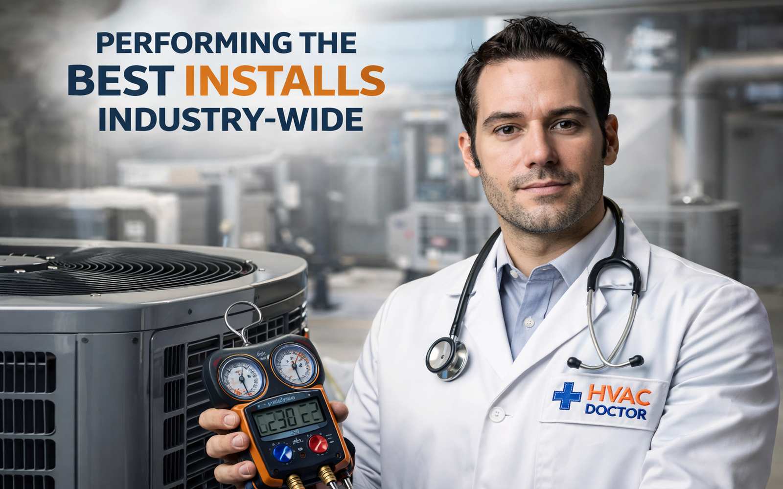 HVAC doctor performing precision HVAC installation with professional diagnostic tools